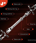 A-Premium lower steering column shaft with U-joint coupler, chrome steel automotive replacement part for Ford F-150.