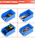 Wall Mounted Tool Organizer Bins With 8 Plastic Bins And 2 Metal Tracks For Garage And Craft Room Storage Visual Labels For Nuts Bolts Screws
