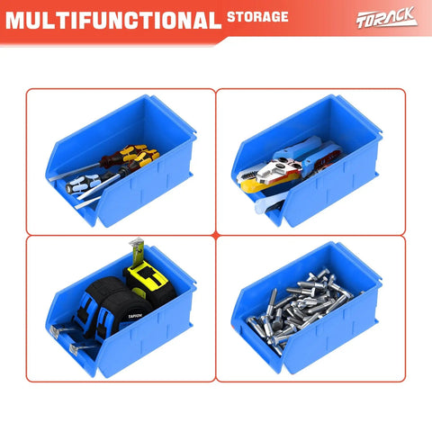 Wall Mounted Tool Organizer Bins With 8 Plastic Bins And 2 Metal Tracks For Garage And Craft Room Storage Visual Labels For Nuts Bolts Screws