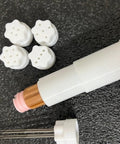 Portable Adjustable Speed Needle Felting Machine Kit With 1 To 7 Needles for wool crafting, showing interchangeable needle sockets.