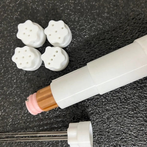 Portable Adjustable Speed Needle Felting Machine Kit With 1 To 7 Needles for wool crafting, showing interchangeable needle sockets.