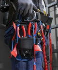 Technician with tool belt holding Comfort Grip Diagonal Cutters For Wire Cutting With Bevel Edges, Precision 62 HRC Cutting Edges