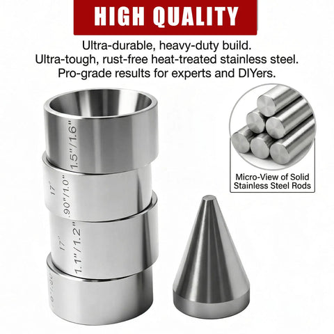 17 Degree Folding Die Set For Ring Sizers And Hydraulic Presses Pro Grade Beefy 5 Piece Stainless Steel Coin Ring Reduction Die Kit