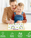 Adult and child using Phonemic Awareness Dry Erase Flash Cards Set For Phonics Practice With Elkonin Boxes at home