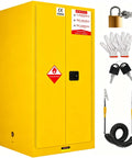 40 By 40 By 75 Inch Flammable Safety Cabinet 450 Gallon Heavy Duty 2 Door Fireproof Storage with accessories for hazardous liquids.
