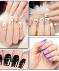 Nail designs created with Nail Art Brush Kit 22 Piece Set With 2 Way Acrylic Silicone Engraving Pens Dotting Tools And Resin Palette