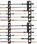 Heavy Duty 12 Rod Fishing Rod Rack For Wall Or Ceiling Mount Keeps Your Rods Neatly In Place Up To 12 With Deep Groove Design Steel Construction Black Powder Coated Wall Or Ceiling Mounted Storage For Garage Cabin And Basement