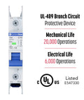 10 Amp C Curve DIN Rail Mount Mini Circuit Breaker UL489 Listed For 277VAC And 60VDC With 10kAIC Fault Current Easy Install Non Polarized