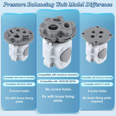 Pressure Balancing Shower Valve Replacement Cartridge For R110 R120 R115 R125 Series with different screw hole models.