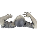 Top view of Zombie Of Montclaire Moors Indoor Outdoor Garden Statue, creepy ghoul with outstretched arms, full color finish, 31 inches wide