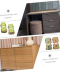 Furniture with metal connectors, desk with drawers, dresser setup, highlights on environmentally safe materials and easy installation.