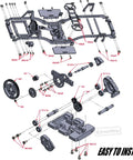 Diagram of Front Mounted Transmission LCG Carbon Fiber Chassis Kit For 1/10 RC Crawlers SCX10 SCX10 II Capra 1.9 UTB And Other DIY Builds