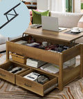 Hefty Black Steel Coffee Table Lift Top Hinge Pair featuring a black lift hinge above a wooden table with storage.