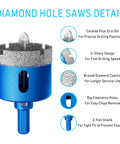 Five Eighths Inch Diamond Hole Saw With Pilot Guide Drill Bit for Porcelain Glass Marble and Ceramic Tile, close-up view
