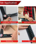 Knockout Digital Protractor And Angle Finder Ruler Dropping Dead On Inside Outside Measurements On A Backlit Display Built Hard For Trade Carpentry And Weekend Builds That Want Zero Headache Precision used in woodworking and angle measurements.