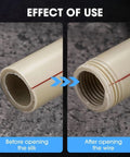 Dual Function Pipe Threading Tool Set For One Half And Three Quarter Inch Pipes With Internal And External Threads effect before and after use