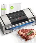 Pro Grade Heavy Duty Food Vacuum Sealer With Easy Lock Handle Built In Cutter And Bag Clip Storage Fast 135W Suction for meal prep
