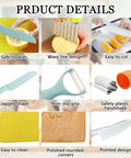 RISICULIS 11-piece blue kids kitchen knife set with wooden and plastic tools, includes Y-peeler and cutting board