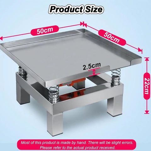 Pro Grade Heavy Duty Concrete Vibration Table Test Bench With Stainless Steel Platform 50 By 50 Cm Low Noise High Power Motor 3000 RPM One To Two MM Amplitude Thick Spring Design For Efficient Concrete Compaction And Stress Testing, 50cm platform