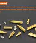 420 Piece Hex Brass Standoff Set With M2 M2.5 M3 Threaded Spacers Matching Screws And Nuts For PCB Circuit Board Mounting Electronics Projects DIY Electronics Build And Reliable Mounting brass hex spacers and nuts