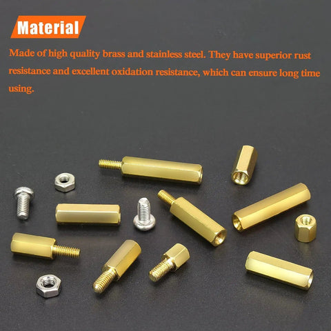 420 Piece Hex Brass Standoff Set With M2 M2.5 M3 Threaded Spacers Matching Screws And Nuts For PCB Circuit Board Mounting Electronics Projects DIY Electronics Build And Reliable Mounting brass hex spacers and nuts