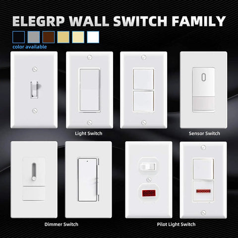 Single Pole Toggle Light Switch 15 Amp 120 Volt Quiet Framed In Wall On Off Replacement Self Grounding UL Listed Glossy White 5 Pack For Residential And Commercial Use Durable Thermoplastic Frame For Easy Install And Long Lasting Performance, white