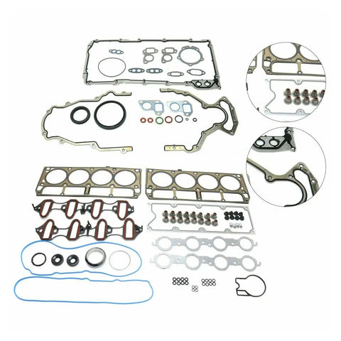 Complete Full Engine Gasket Set Kit Compatible With Gmc 1500 5.3L And 4.8L Engines 2002 To 2008 showing various gaskets and seals.