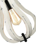 Vintage Wood Pendant Light With Distressed White Finish, Rustic Swag Pendant for Foyer and Kitchen, Metal and Wood closeup
