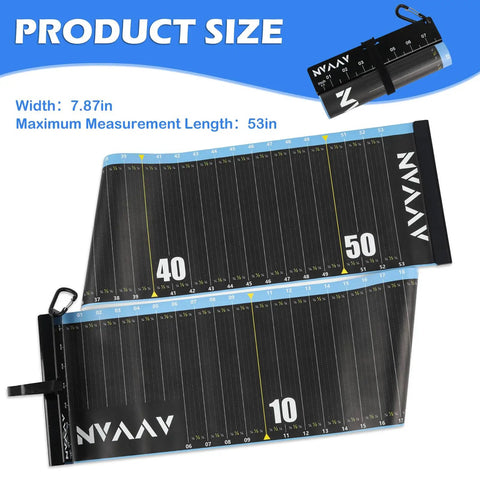 53 Inch Fish Ruler With One Quarter Inch Increments, Waterproof Fishing Tape And Bump Board shown unfolded with easy read markings