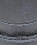 Close-up of Black Patina finish on Bartlett Industrial Vintage Vibe Flush Mount Ceiling Light With Caged Diffuser And Exposed Hardware