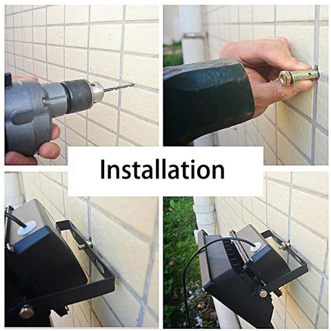 Installation process of 100W Solar Flood Light With Remote Control Dusk To Dawn Outdoor Lamp 324 LEDs 5000 Lumen Brightness.