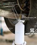 1L waste oil bottle in use with extended tube for 3 Liter Manual Brake Bleeder Pump With 1 Liter Waste Oil Bottle One Man Pro Brake Bleeder Kit For Chrysler Dodge Ford Jeep Infiniti Mazda Jaguar And More Perfect For Home Auto Maintenance