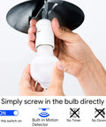 Motion Activated LED Light Bulb 60W Equivalent 8.5W A19 E26 5000K Dusk to Dawn Indoor Outdoor Security Lamp for Porch Entrance Hallway Stairs Energy Saving Auto On When Motion Detected 2 Pack installed in E26 ceiling fixture