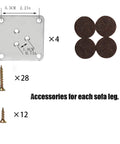 Accessories for Round Solid Wood Furniture Legs 6 Inch Replacement Set Of 4 For Sofa Couch Bed Coffee Table