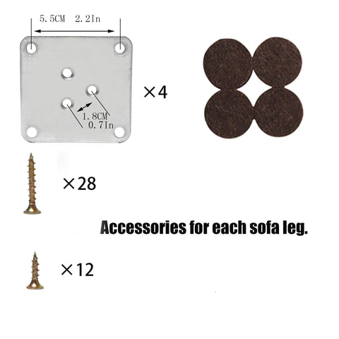 Accessories for Round Solid Wood Furniture Legs 6 Inch Replacement Set Of 4 For Sofa Couch Bed Coffee Table