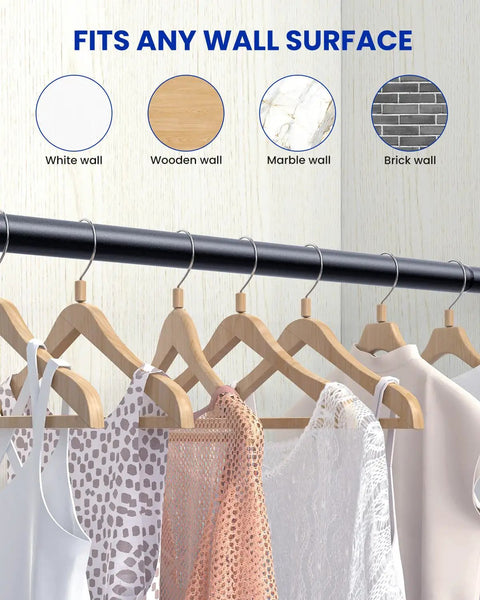 Heavy Duty Stepless Adjustable Closet Rod Designed For Seamless Closet Refresh Custom Steel Support Bar Holds Sixty Six Pounds Legit Rock Solid Slick Tool Free Installation