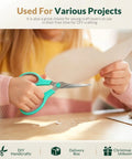 Child using 8.5 Inch All Purpose Scissors Set For Office Home Sewing And Crafts With Soft Comfort Grip For Right Or Left Hand 3 Pack Multicolor Sharp Stainless Steel Blades For Paper Cardboard Fabric Photos And More on paper project