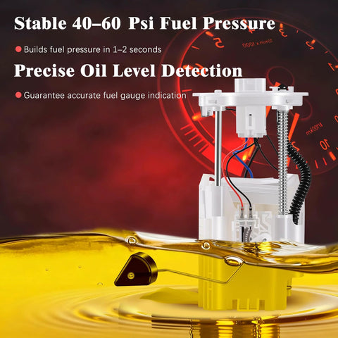 Fuel Pump Module Assembly E8937M Drop In Direct Fit Replacement For Toyota Camry, close-up on oil level detection features.