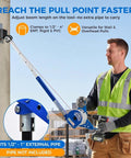 Heavy Duty Handheld Cable Puller And Drill Powered Wire Tugger delivering one thousand pounds of force, adjustable boom for easy conduit pulling.