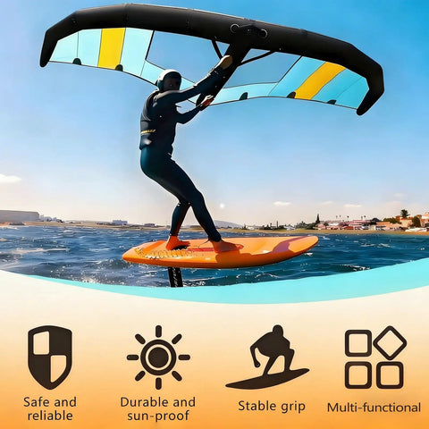 Inflatable Wind Foil Wing For Wingfoiling And Hydrofoil Boards With Handheld Sail And Repair Kit Ultra Lightweight Build
