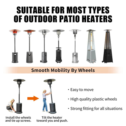 Patio Heater Wheel Kit With Stainless Steel Bracket And Two Wheels For Outdoor Gas Heaters With Round Base Replacement And Move It Easy Mobility Upgrade Durable And Simple To Move