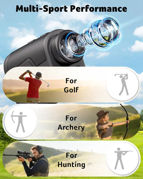 Go To Golf Rangefinder With Slope And Anti Shake Tech, 800 Yard Range, 6X Magnification, multi-sport use for golf, archery, hunting