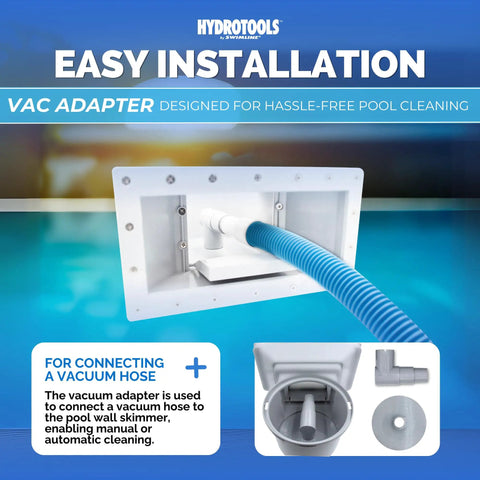 Vacuum hose adapter for easy installation with wide mouth above ground pool skimmer kit.