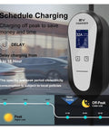 Top Shelf 32 Amp 7Kw Portable EV Charger Level 2 Electric Vehicle Charging Station For Teslas Model S 3 X Y, showing schedule charging feature.