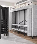 Kickass Heavy Duty Foldable Wardrobe Closet Rack With Sturdy Fabric Cover freestanding unit with a zip cover and folded design.
