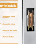 Installation steps for 4 Pack Sliding Screen Door Rollers With Tension Springs And 1 Inch Ball Bearings For Top And Bottom Tracks