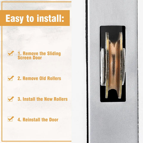 Installation steps for 4 Pack Sliding Screen Door Rollers With Tension Springs And 1 Inch Ball Bearings For Top And Bottom Tracks