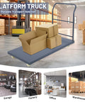 Beefy 60x30 Flatbed Cart With 2000 Lb Capacity, Steel Flat Dolly, Swivel Wheels, Rugged Industrial Utility Cart For Warehouse, Moving Luggage, And Tough Jobs with boxes in warehouse