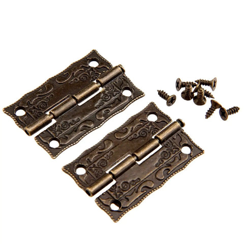 Antique Bronze Box Hinges Set, 10 Iron 36x23mm Decorative Hinges For Jewelry Boxes, Gift Boxes, Wooden Chests, Wine Boxes, Dollhouses Easy Install