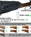 Rugged Leather Canvas Buttstock With Shell Holder Sling for rifles, showcasing black waxed canvas and leather finishing.